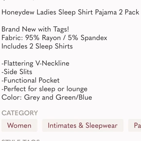 Honeydew Pajama Night shirts Set Size S - Picture 9 of 9